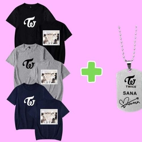 Twice Pack: T-Shirt + Necklace + FREE Socks & Keychain